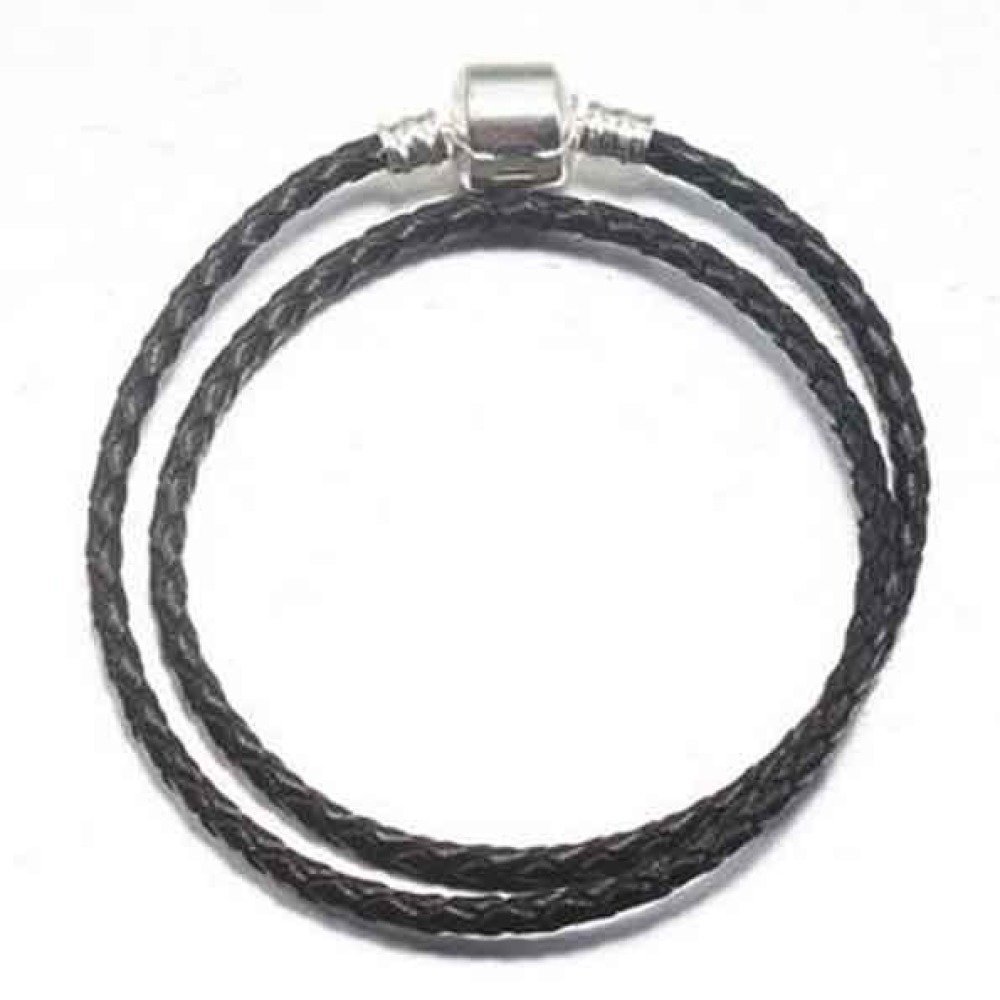 Bracciale europeo intrecciato a 2 giri Clip Uni 01 19cm Nero