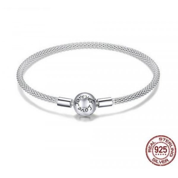 Bracelet Tiss&eacute; Argent 925 Fermoir Clip 17 cm
