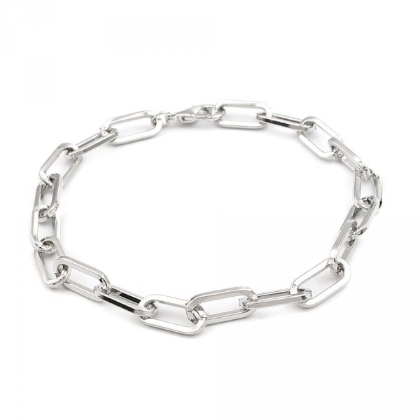 Bracelet maille ovale plaqu&eacute; platine 22 cm N&deg;02