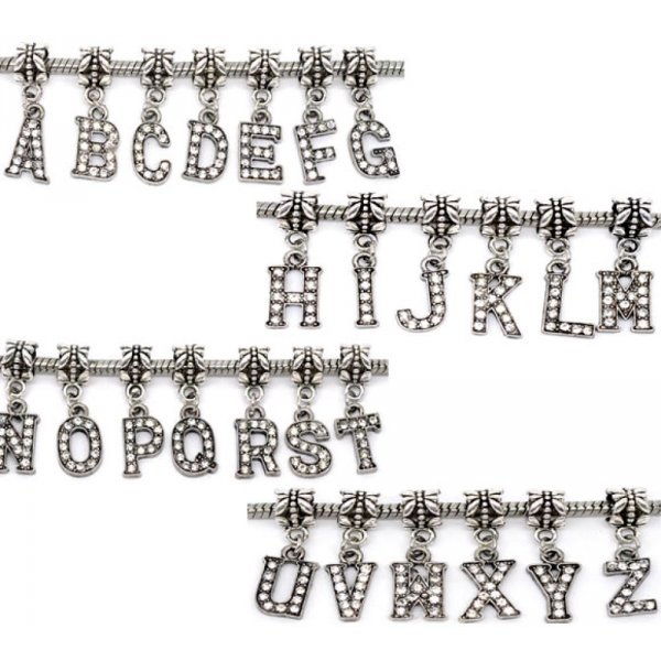 Breloque Alphabet 03 Lettre D et Strass