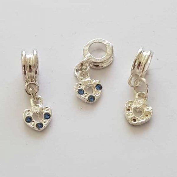 Breloque C&oelig;ur N&deg;41 Strass Bleu