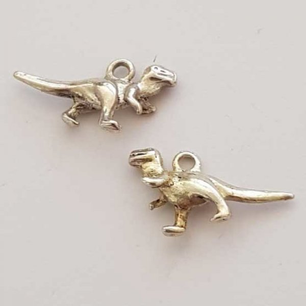 Breloque Dinosaure N&deg;02 Argent Vieilli