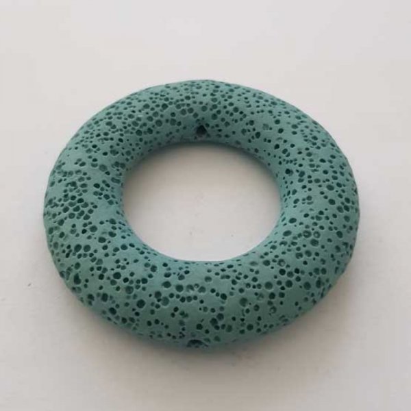 Breloque Divers N&deg;086-08 Pendentif Rond Pierre De Lave Bleu Turquoise