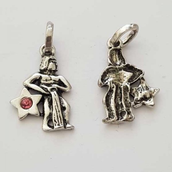 Charm segno zodiacale Acquario in metallo argento N&deg;03 con strass