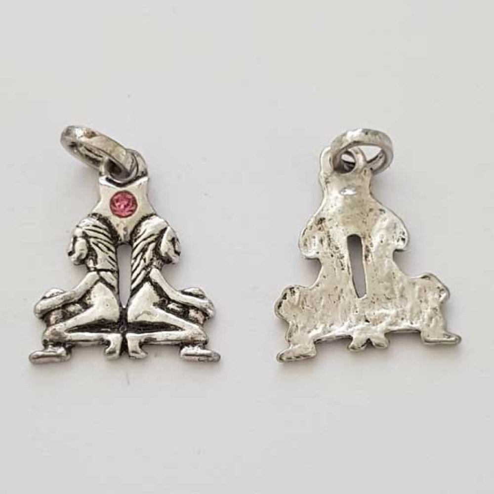 Charm segno zodiacale Gemelli in metallo argentato N°03 con strass