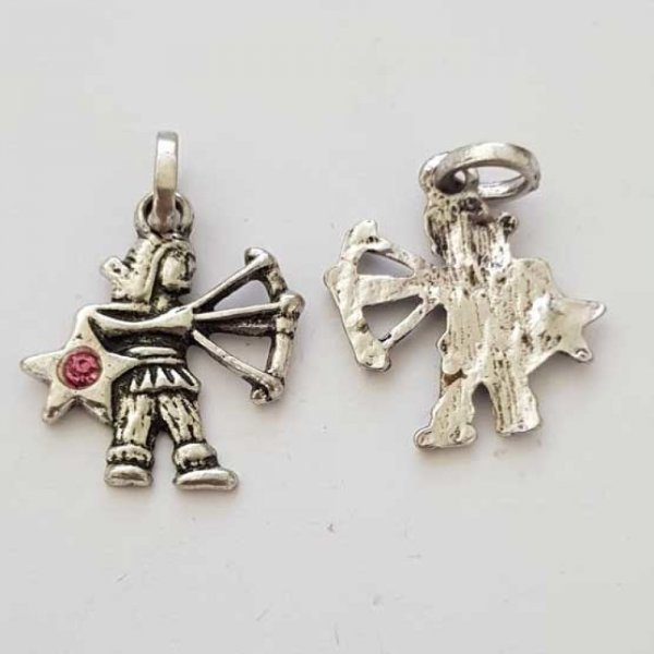 Ciondolo segno zodiacale Sagittario in metallo argentato N&deg;03 con strass