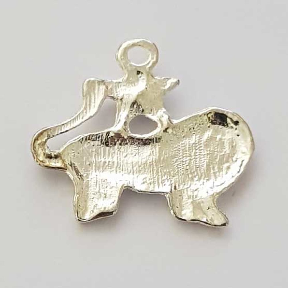 Ciondolo segno zodiacale Leone in metallo argentato N°04 con strass