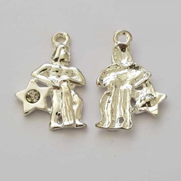 Charm segno zodiacale Acquario in metallo argentato N&deg;04 con strass