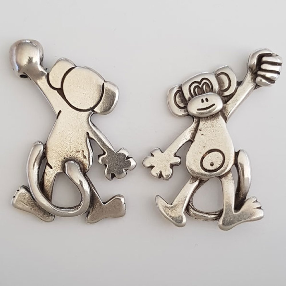 Charm scimmia N°02 Zamak (placcato argento)