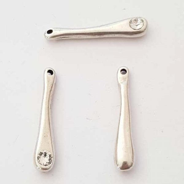 Breloque goutte N&deg;09-04 Argent et strass