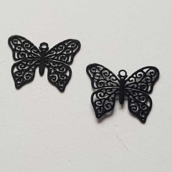 Breloque papillon N&deg;19 Noir 13 x 16 mm