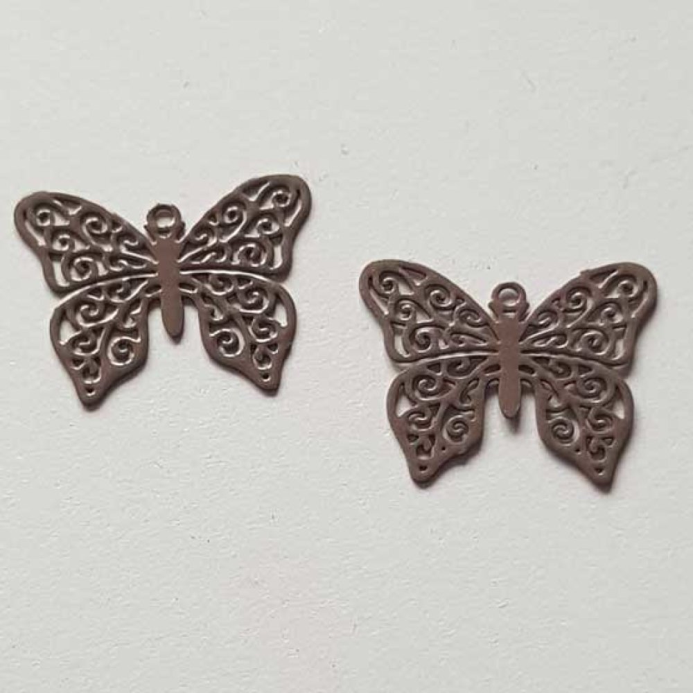 Breloque papillon N°19 Marron 13 x 16 mm