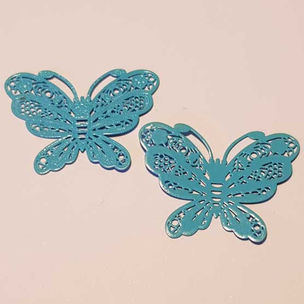 Breloque papillon N°22 Bleu 35 x 27 mm