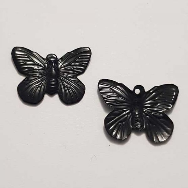 Breloque papillon N&deg;25 Noir 18 x 14 mm