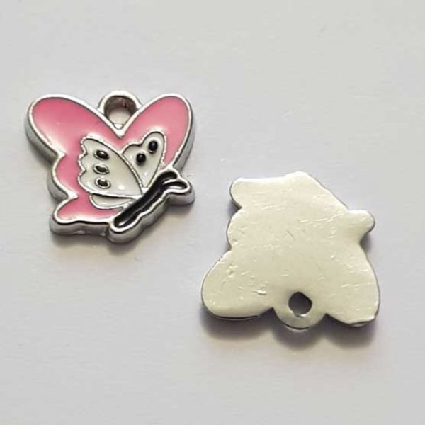 Breloque papillon N&deg;31 Rose 13 x 13 mm