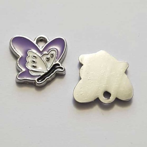 Breloque papillon N&deg;31 Mauve 13 x 13 mm