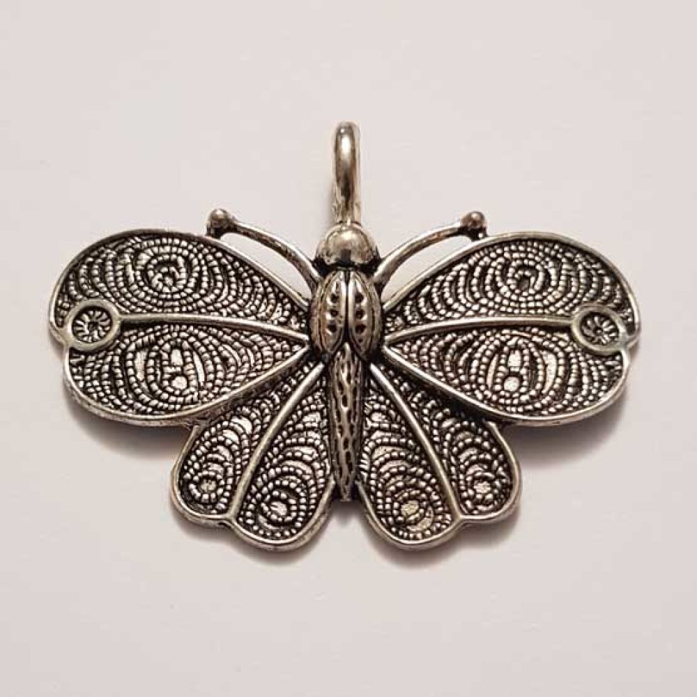 Breloque papillon N°33 Argent 32 x 42 mm