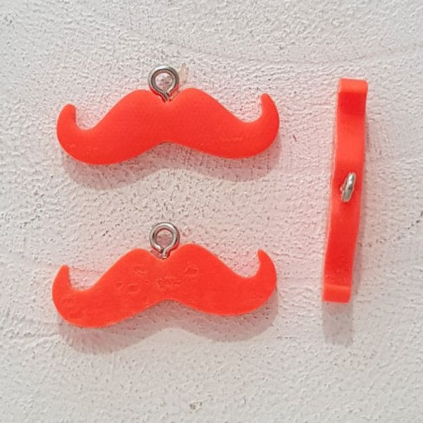 Ciondolo Moustache N&deg;12 Arancione Fluorescente