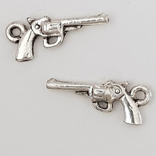 Charm pistola revolver N&deg;01 Argento x 20 pezzi