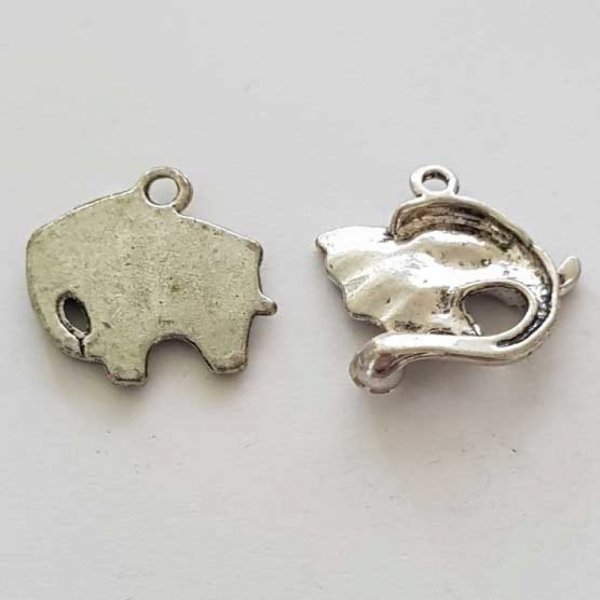 Breloque &Eacute;l&eacute;phant N&deg;12 Argent Lot de 2 pi&egrave;ces