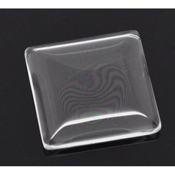 Cabochon quadrato 25 x 25 mm in vetro trasparente con bava N&deg;28