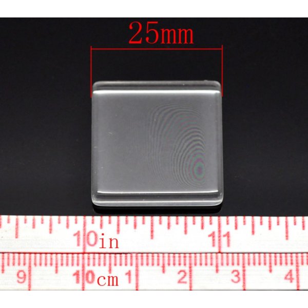 Cabochon quadrato 25 x 25 mm in vetro trasparente N&deg;29