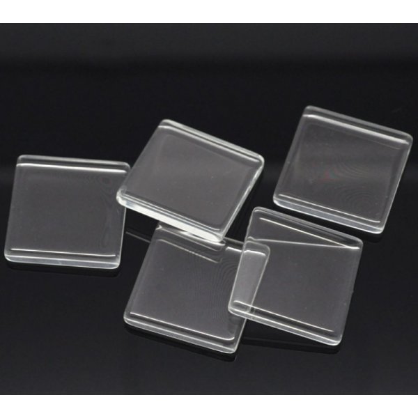 Cabochon quadrato 25 x 25 mm in vetro trasparente N&deg;29