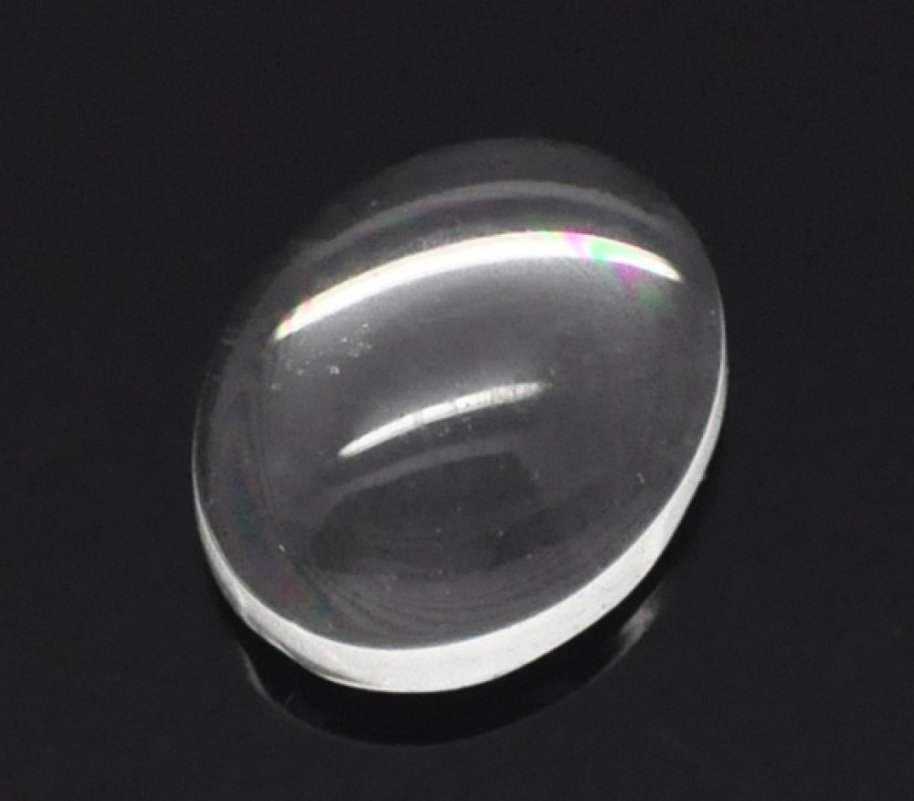 Cabochon ovale 08 x 10 mm in vetro trasparente a grana grossa N°15 per 2 pezzi