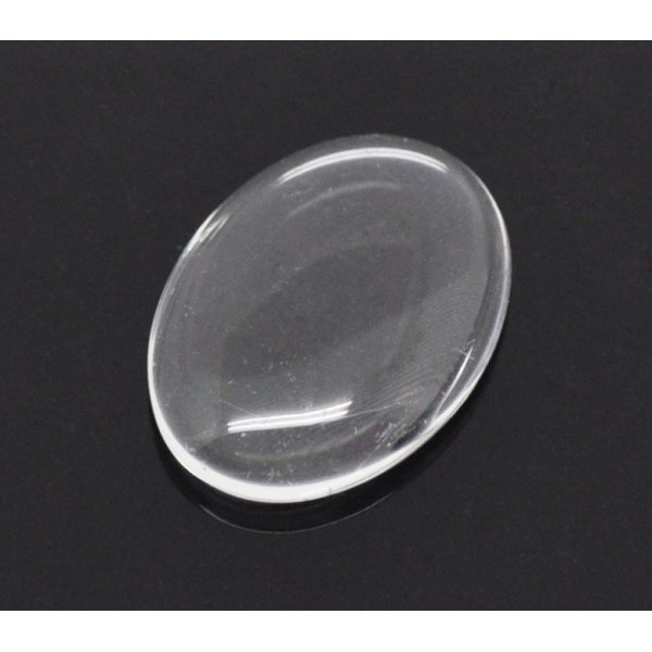Cabochon ovale 13 x 18 mm x 2 pezzi in vetro trasparente con bava N&deg;17