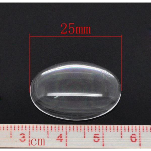 Cabochon ovale 18 x 25 mm in vetro trasparente con bava N&deg;19