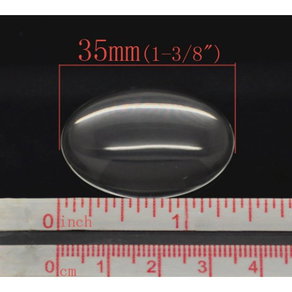 Cabochon ovale 25 x 35 mm in vetro trasparente con bava N&deg;20