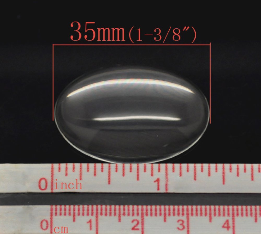 Cabochon ovale 25 x 35 mm in vetro trasparente con bava N°20