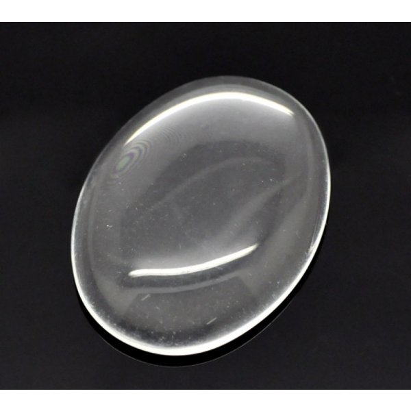 Cabochon ovale 30 x 40 mm in vetro trasparente con bava N&deg;21