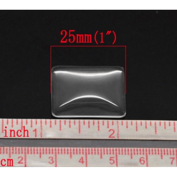 Cabochon Rettangolo 18 x 25 mm in vetro trasparente con bava N&deg;29