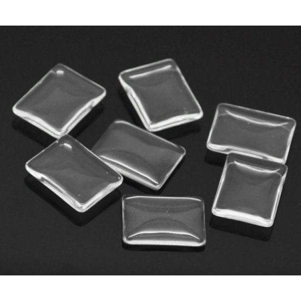 Cabochon Rettangolo 18 x 25 mm in vetro trasparente con bava N&deg;29