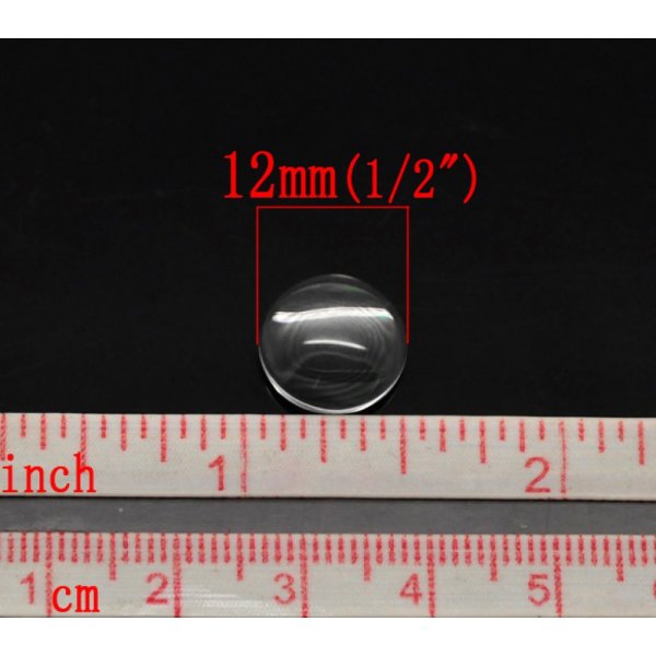 Cabochon rotondo 12 mm in vetro trasparente burattato N&deg;03