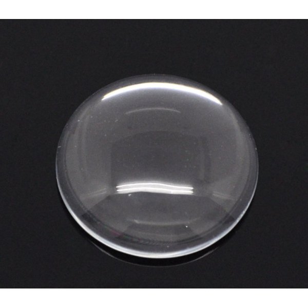 Cabochon rotondo 25 mm in vetro trasparente con bava N&deg;11 standard