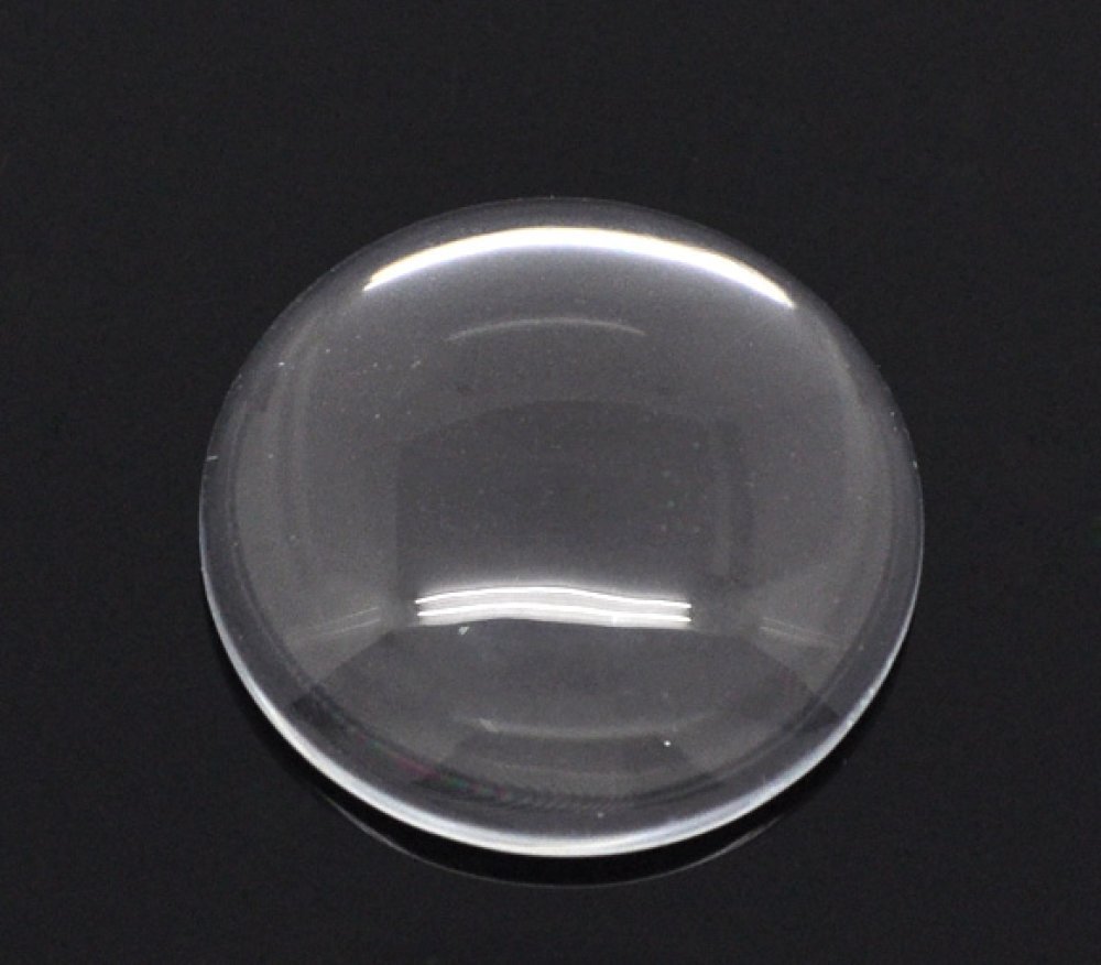 Cabochon rotondo 25 mm in vetro trasparente con bava N°11 standard