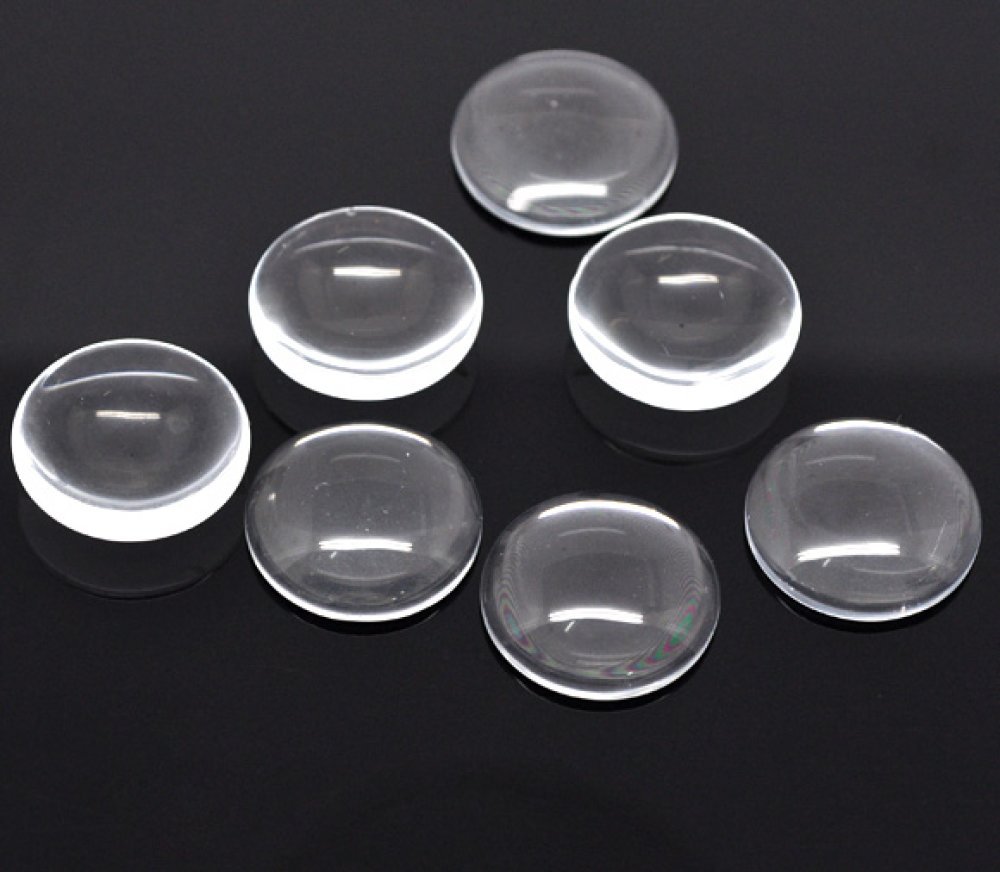 Cabochon rotondo 25 mm in vetro trasparente con bava N°11 standard