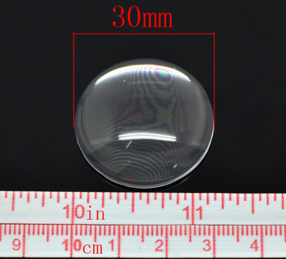 Cabochon rotondo 30 mm in lente d'ingrandimento trasparente N°13