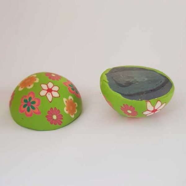 Cabochon p&acirc;te polym&egrave;re 30 mm Fleur Vert N&deg;01