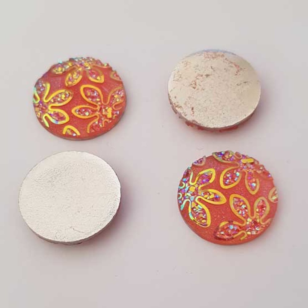 Cabochons N°03 motif fleur résine 20 mm