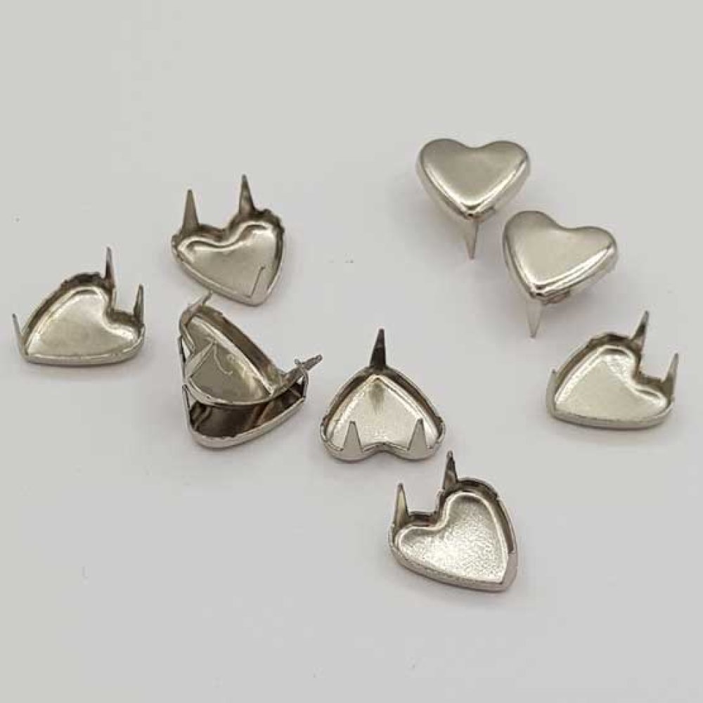 Clous rivet à griffes Coeur 10 mm Argent 20 pièces