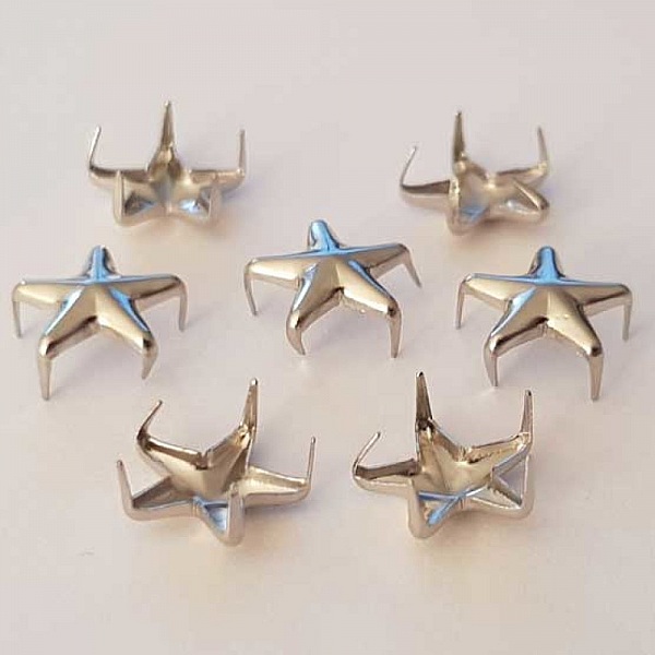 Clous rivet &agrave; griffes Etoile 15 mm Argent 10 pi&egrave;ces