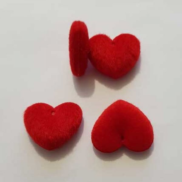 Coeur bomb&eacute; rouge feutrine scrapbooking 25mm