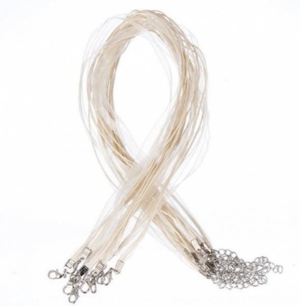 Collana con nastro di organza N&deg;10 e cordoncino cerato