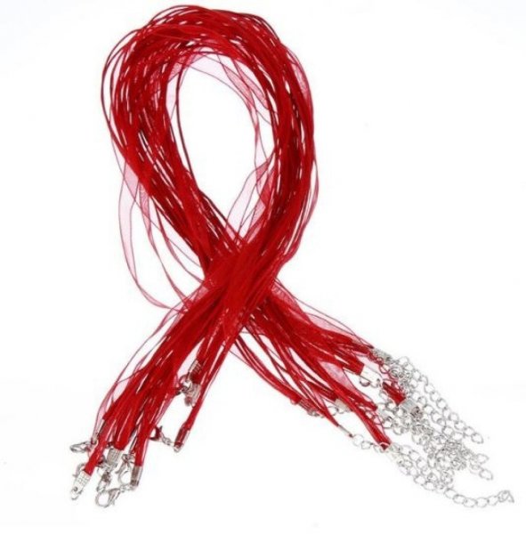 Collana con nastro di organza N&deg;02 e cordoncino cerato