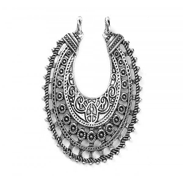 Connettori N&deg;01 Oval Silver Hollow Flowers