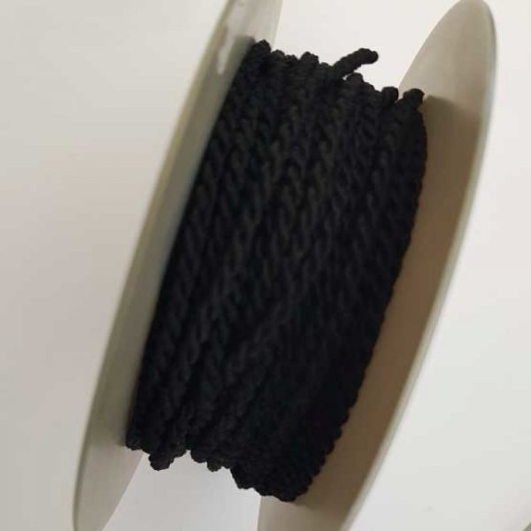 Cordon Rond Tress&eacute; 3 mm Noir N&deg;03