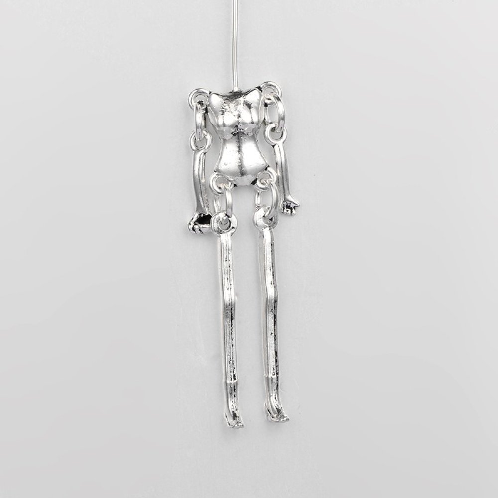 Corpo di bambola in metallo, colore argento 9 cm